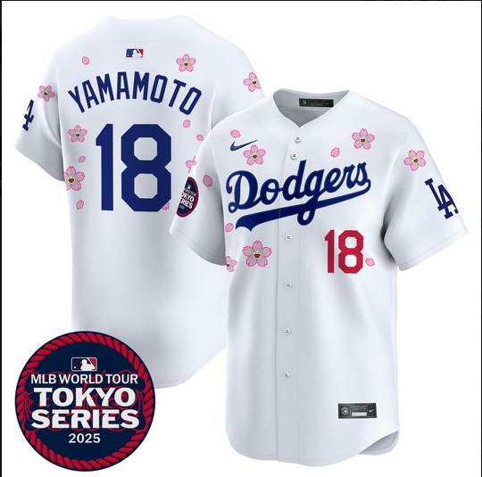 Men Los Angeles Dodgers #18 Yamamoto Tokyo Series 2025 white Limited Stitched Jersey